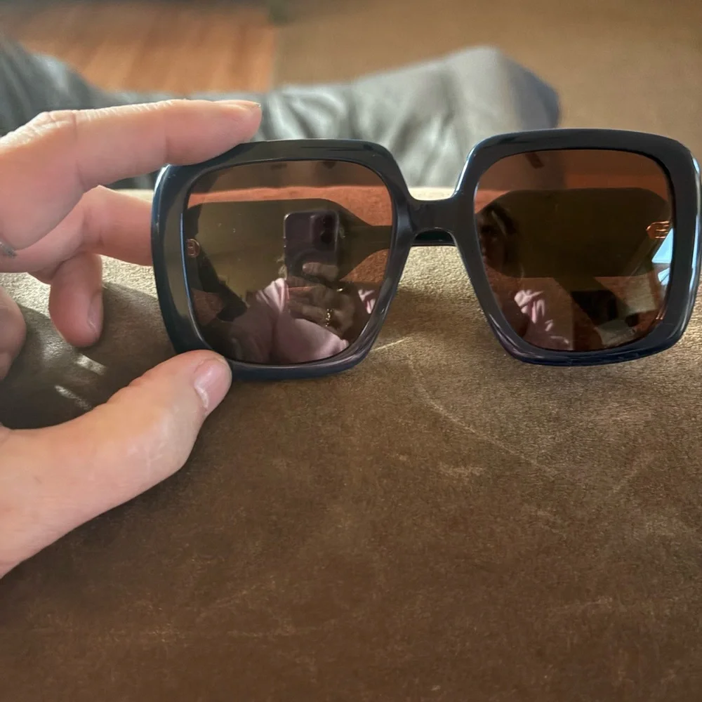 Dior Black Oversized Sunglasses with Glossy Finish GORGEOUS BLUE
